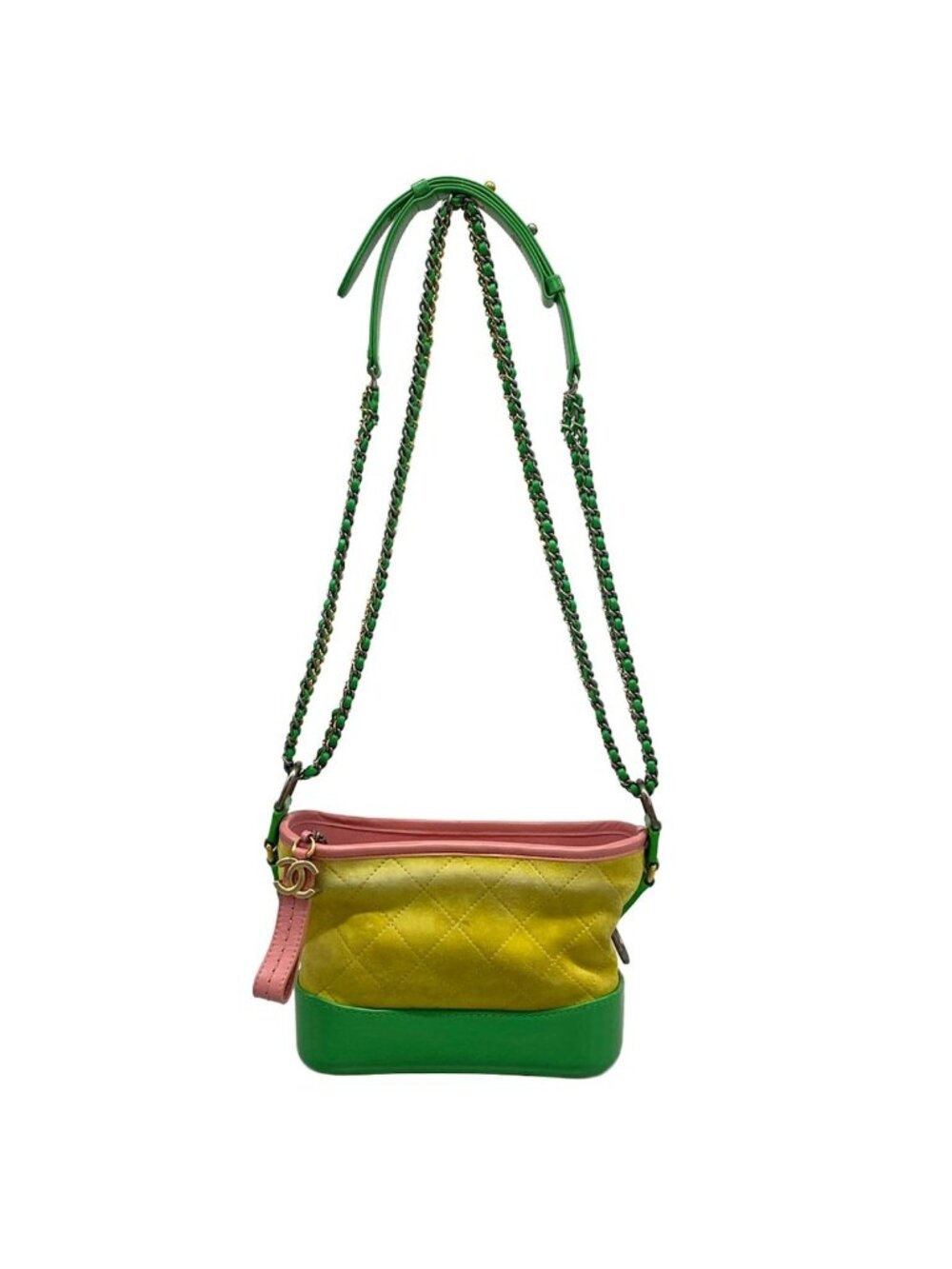 Chanel Shoulder Bag Gabrielle de Chanel Small Hobo Yellow Green Pink Leather